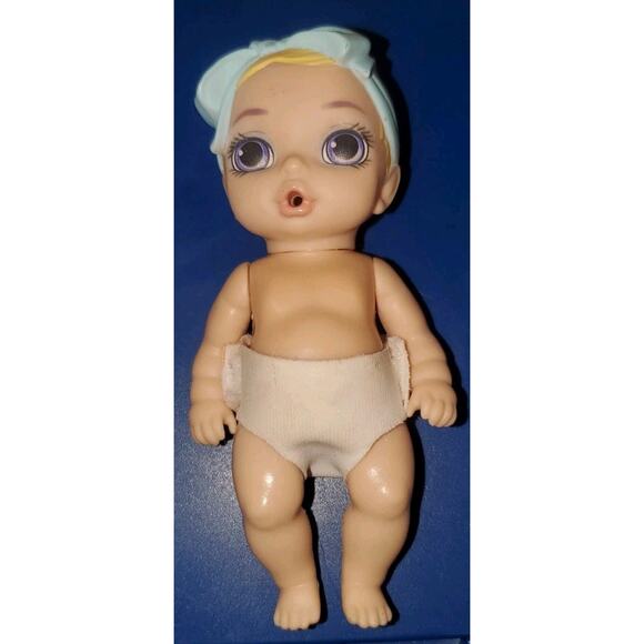 4 Inch Zapf Creations Baby Surprise Blue Bow Purple Eyes Diaper Collectible - Picture 3 of 8